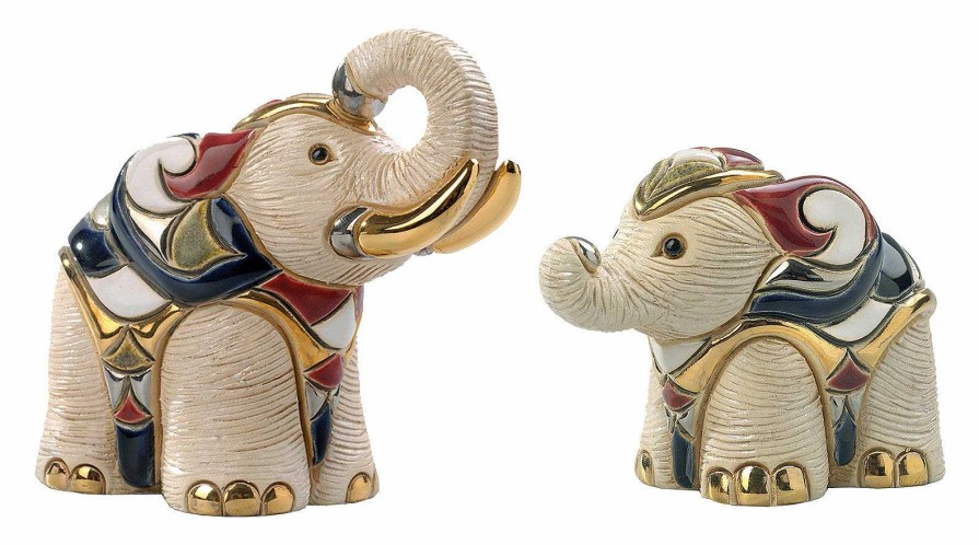 ars mundi 2 Keramikfiguren "Weiser Elefant Und Baby" Im Set Porzellan / Keramik