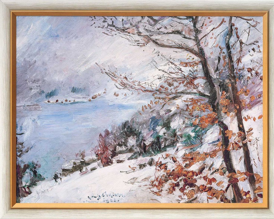 Lovis Corinth Bild "Walchensee Im Winter" (1923), Version Weis-Goldfarben Gerahmt Impressionismus