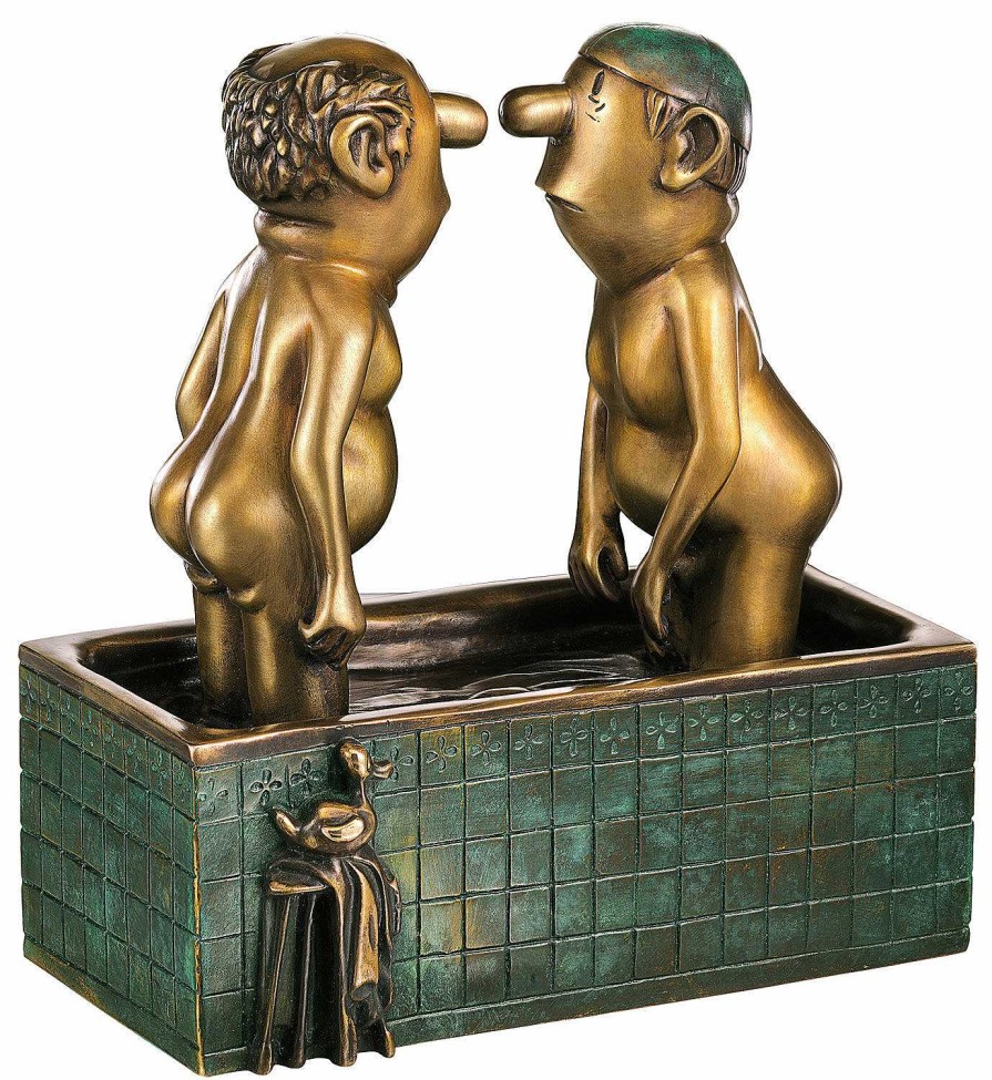 Loriot Skulptur "Herren Im Bad", Bronze Bronze