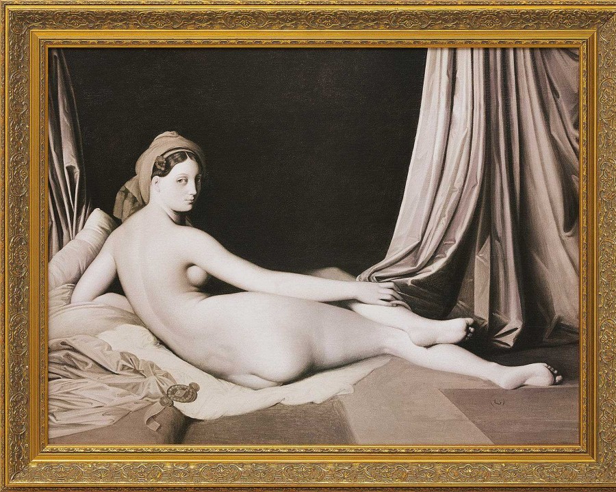 Jean Auguste Dominique Ingres Bild "Odaliske In Grisaille" (1824-34), Gerahmt Akt