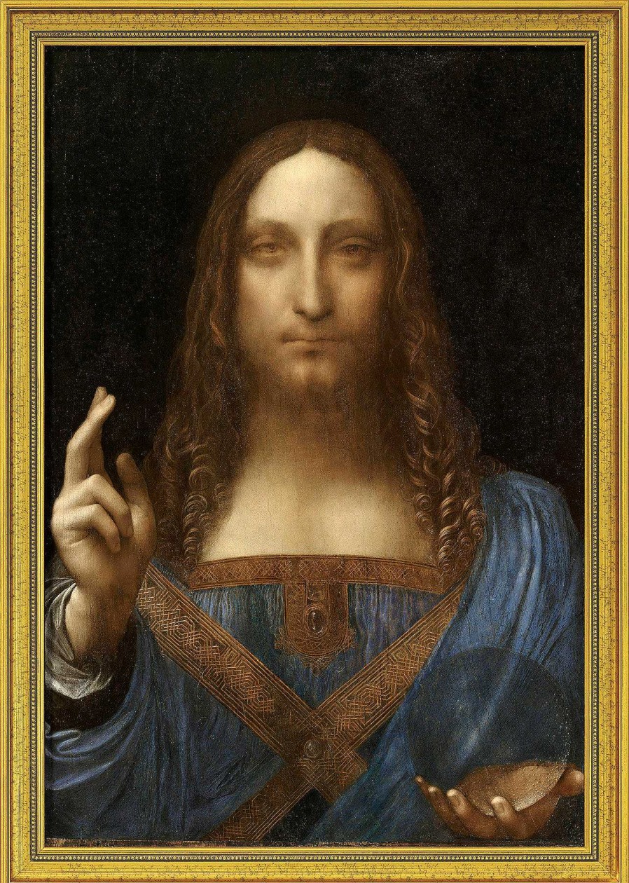 Leonardo da Vinci Bild "Salvator Mundi" (Um 1500), Gerahmt Renaissance