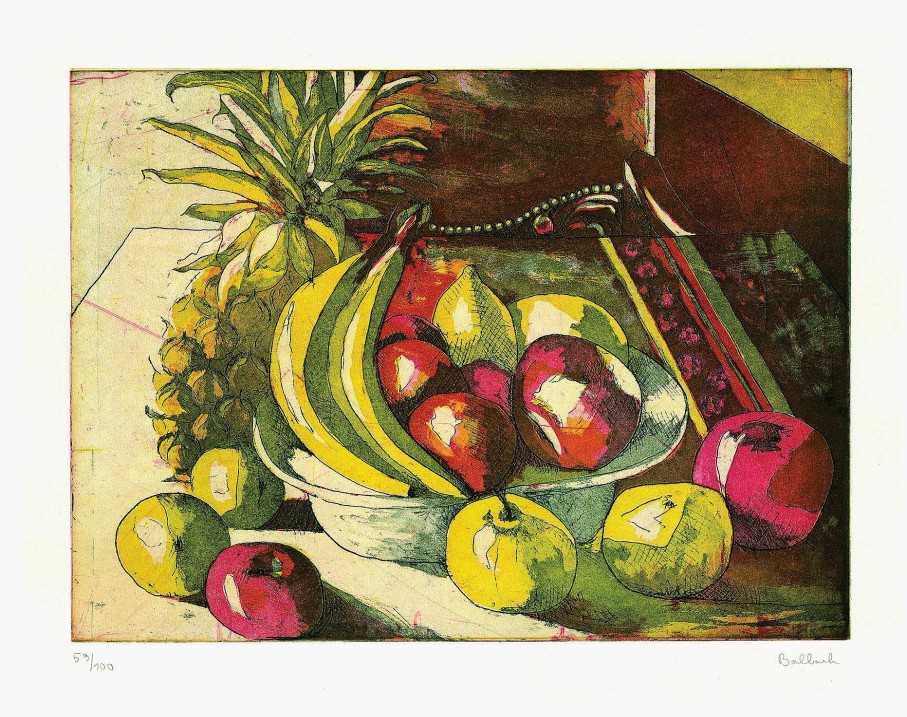 Petra Balbach Bild "Stillleben Mit Ananas" (1996), Ungerahmt Stillleben