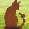 ars mundi Gartenfigur / Silhouette "Katze Mit Schmetterling" Sonstige Gartenaccessoires