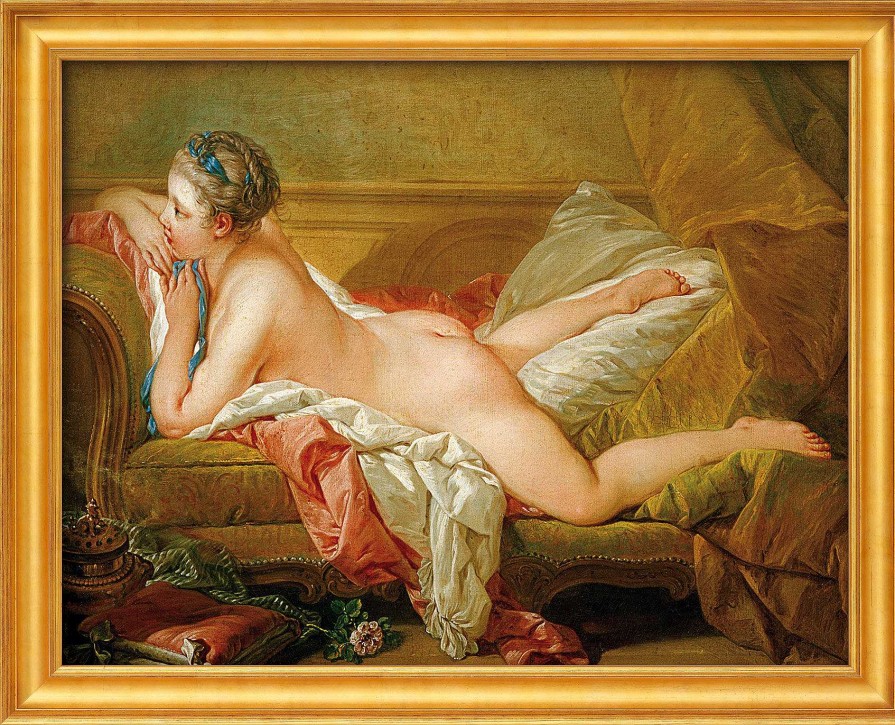 Francois Boucher Bild "Ruhendes Madchen" (1752), Gerahmt Barock / Rokoko