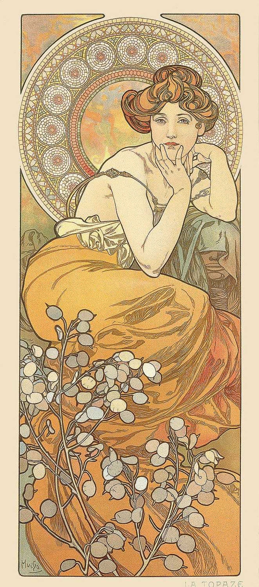 Alphonse Mucha Glasbild "Topas" Jugendstil / Art Deco