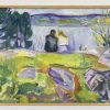 Edvard Munch Bild "Fruhling (Liebespaar Am Ufer)" (1911-13), Gerahmt Genreszenen