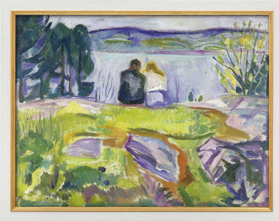 Edvard Munch Bild "Fruhling (Liebespaar Am Ufer)" (1911-13), Gerahmt Genreszenen