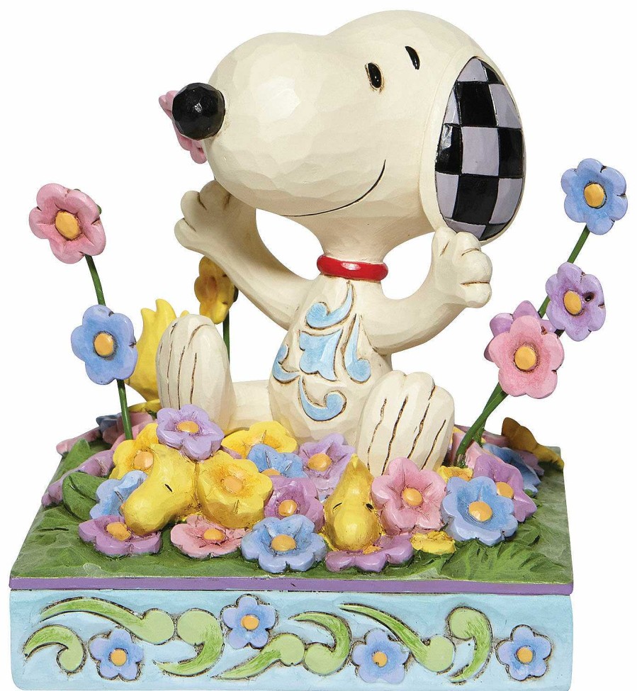 Jim Shore Skulptur "Snoopy Im Blumenbett", Kunstguss Kleinplastiken / Miniaturen