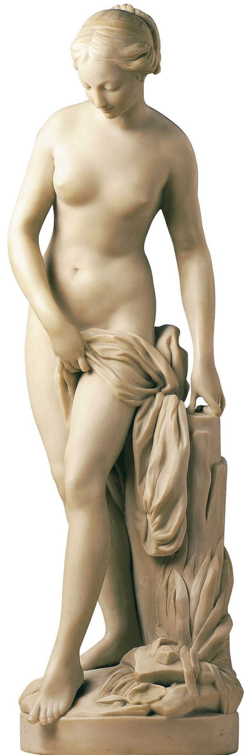 Etienne-Maurice Falconet Skulptur "Badende" (Reduktion), Kunstmarmor Barock / Rokoko