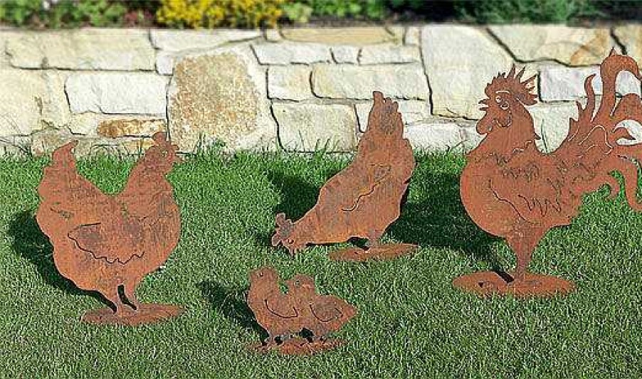 ars mundi Gartenfiguren / Silhouetten "Huhnerfamilie" Stahl