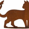 ars mundi Gartenfigur / Silhouette "Stehende Katze Mit Schmetterling" Sonstige Gartenaccessoires