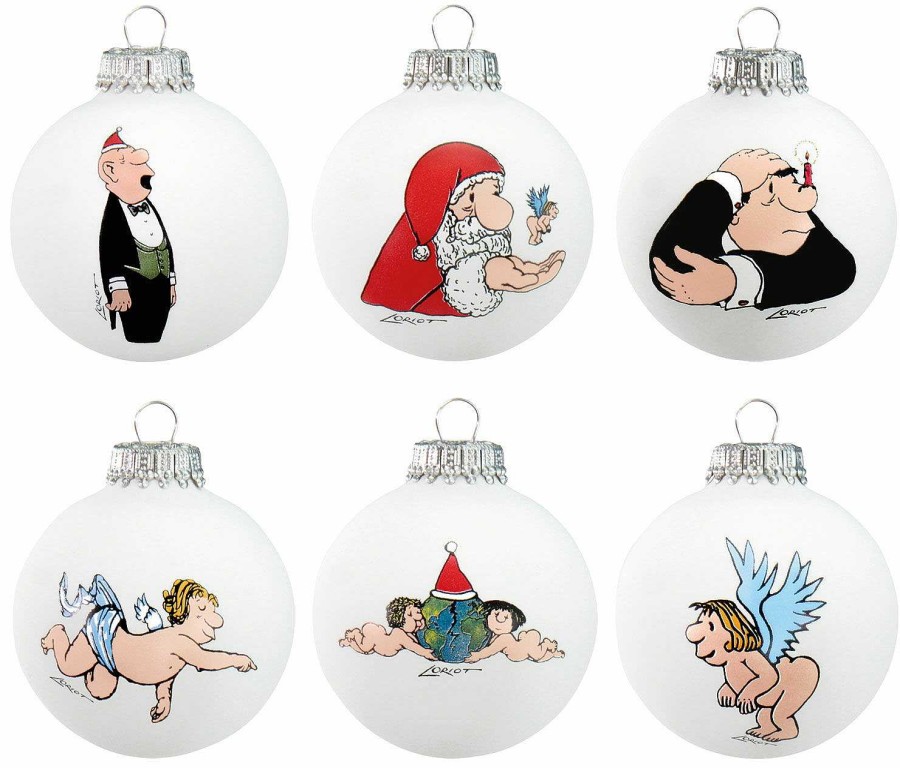 Loriot 6 Weihnachtsbaumkugeln Mit Kunstlermotiven Im Set, Glas Deko-Objekte