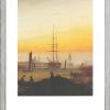 Caspar David Friedrich Bild "Der Greifswalder Hafen" (1818-20), Gerahmt Romantik