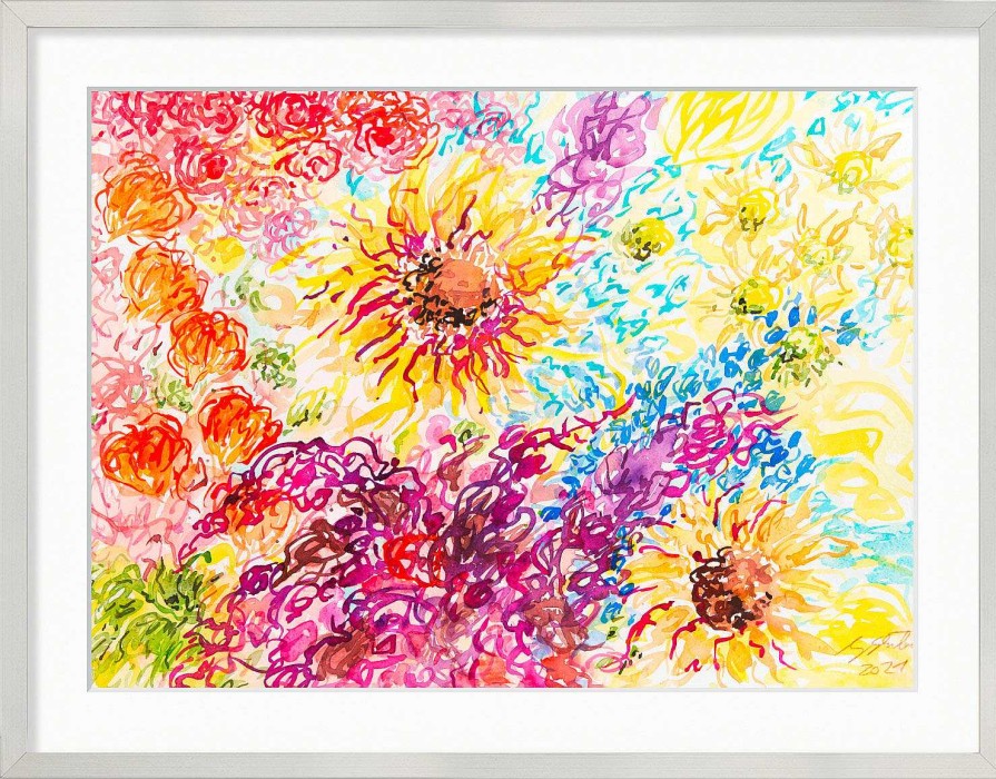 Ansgar Skiba Bild "Sunflowers" (2021) (Original / Unikat), Gerahmt Aquarelle