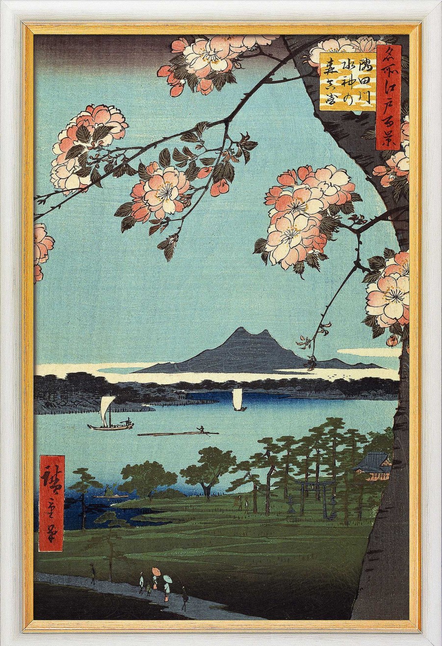 Ando Hiroshige Bild "Suijin Grove And Masaki" (1856-58), Gerahmt Asien