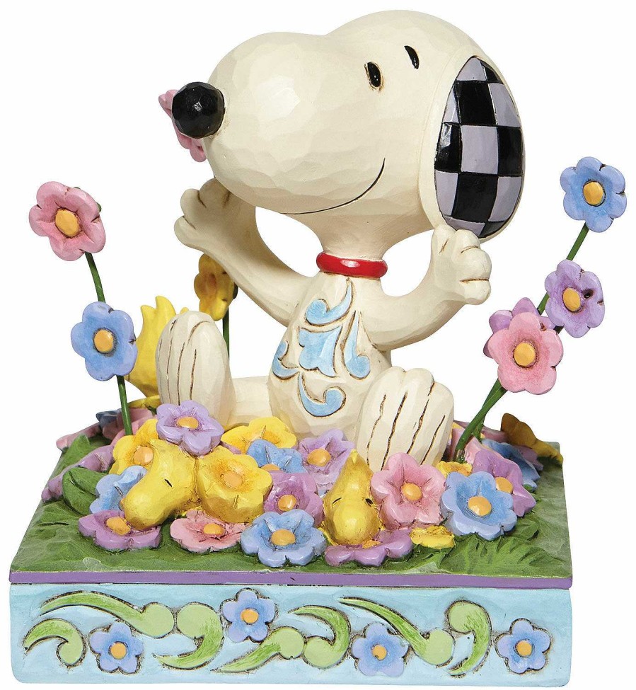 Jim Shore Skulptur "Snoopy Im Blumenbett", Kunstguss Humor / Karikatur