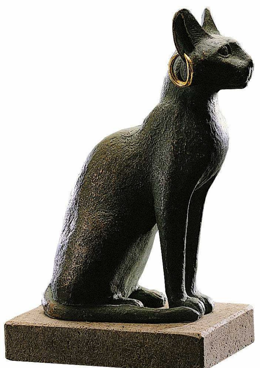 ars mundi Skulptur "Bastetkatze Mit Ohrring", Metallguss/Stein Gotterbildnisse