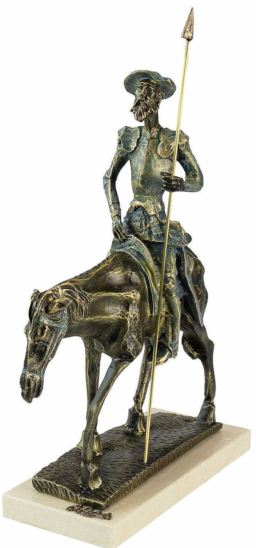 Angeles Anglada Skulptur "Don Quichotte", Kunstguss Steinoptik Statuetten