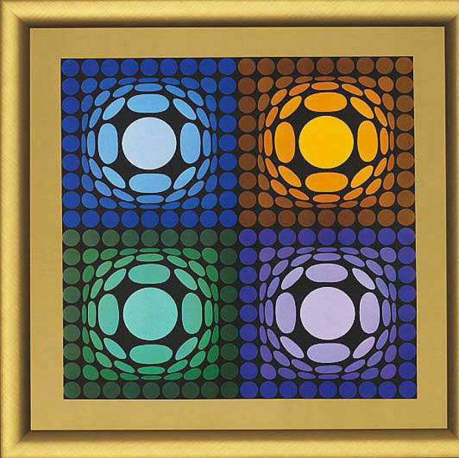 Victor Vasarely Bild "Vega-Bi-Arct", Gerahmt Op-Art