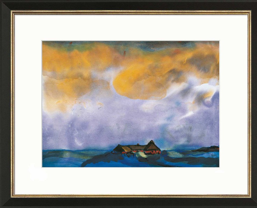 Emil Nolde Bild "Hallig", Version Schwarz-Goldfarben Gerahmt Expressionismus