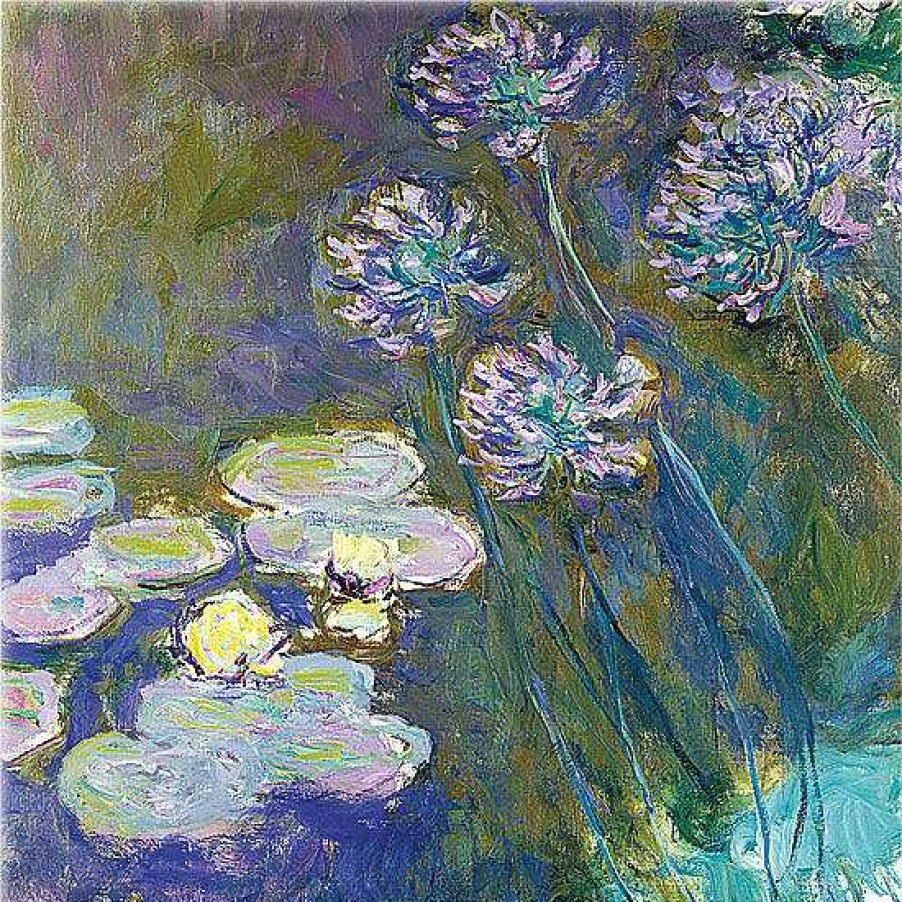 Claude Monet Wandobjekt "Gelbe Seerosen Und Agapanthus", Glas Blumen