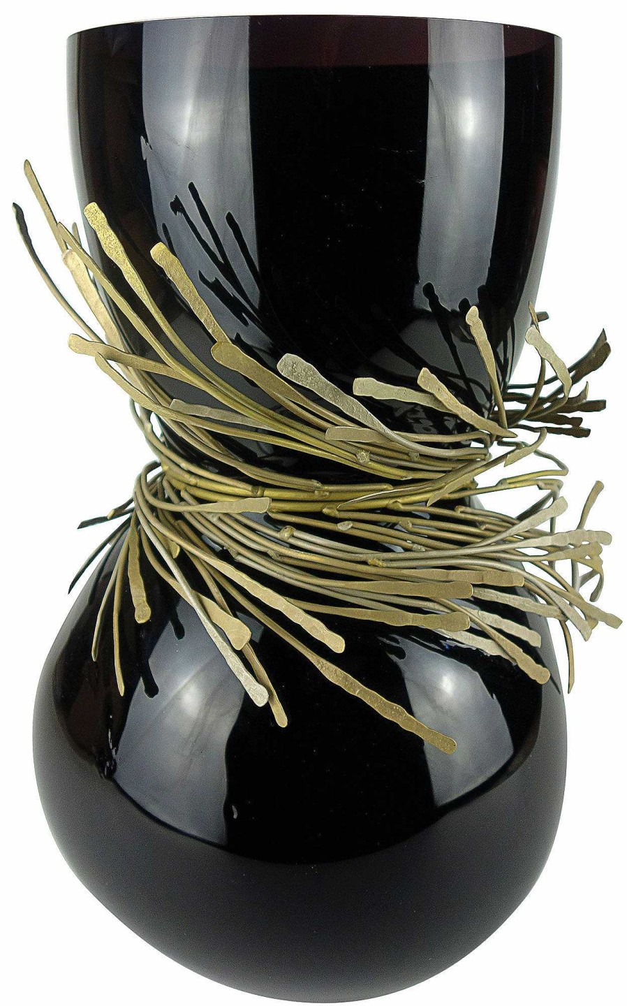 Vanessa Mitrani Vase "Festive Schwarz", Glas/Bronze Interieur