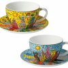 James Rizzi 2 Cappuccinotassen Mit Kunstlermotiven Im Set, Porzellan Geschirr