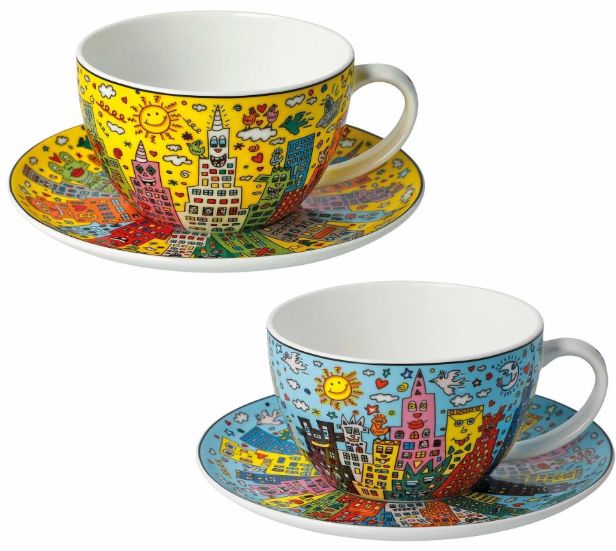 James Rizzi 2 Cappuccinotassen Mit Kunstlermotiven Im Set, Porzellan Geschirr