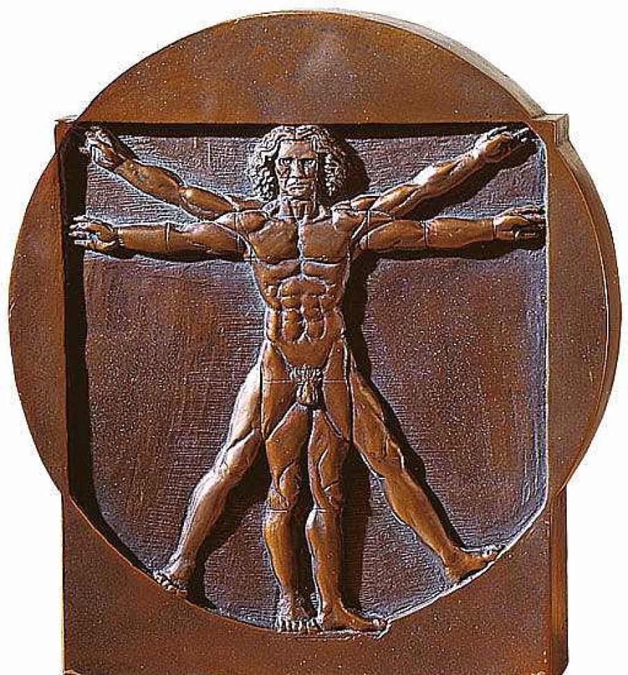 Leonardo da Vinci Schema Delle Proporzioni, Standrelief "Mann" Kunstbronze