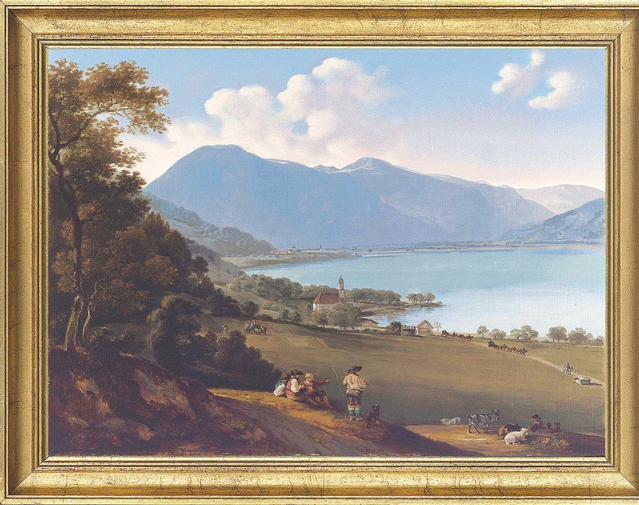 Georg von Dillis Bild "Der Tegernsee", Gerahmt Dietz-Repliken