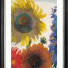 Emil Nolde Bild "Sonnenblumen Und Rittersporn" (Um 1935), Version Schwarz-Silberfarben Gerahmt Neu