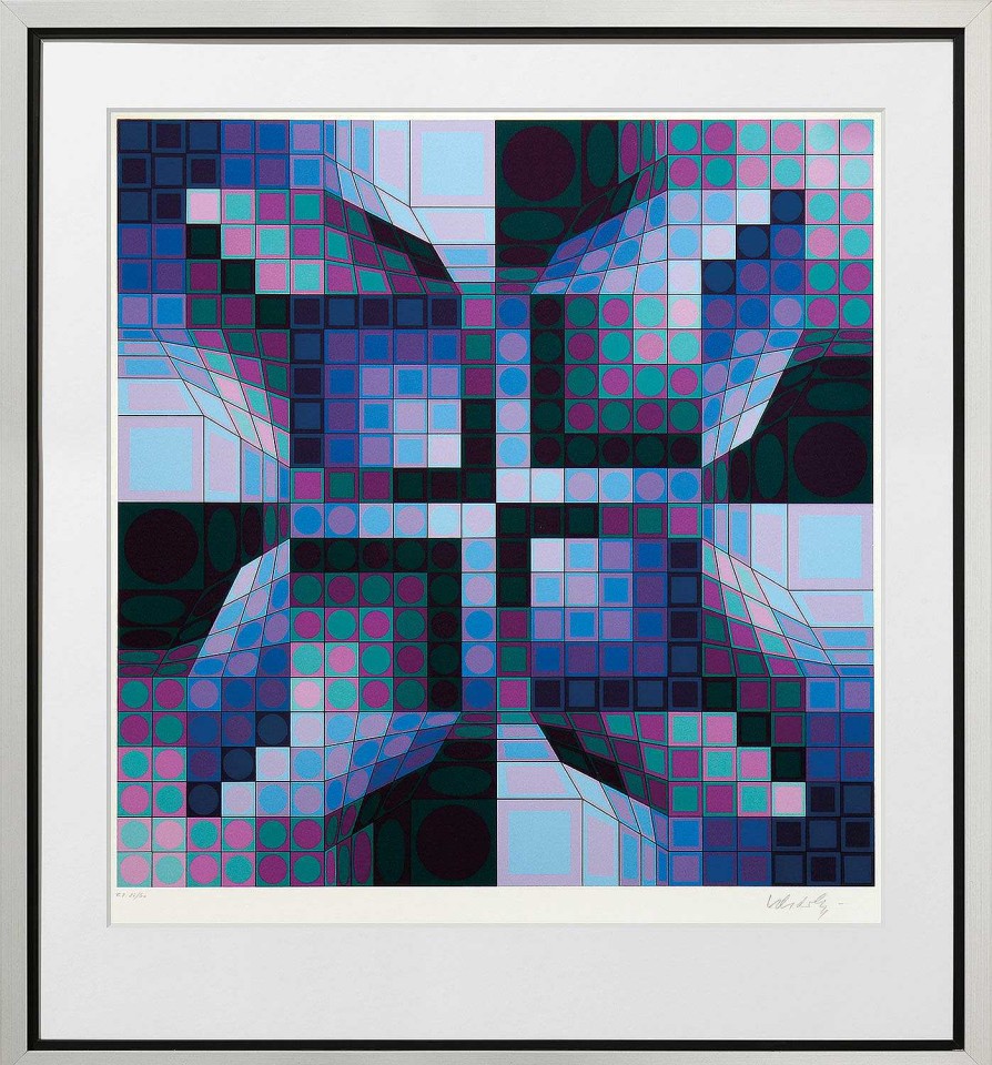 Victor Vasarely Bild "Firka", Gerahmt Op-Art