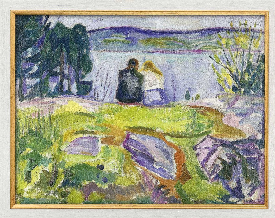 Edvard Munch Bild "Fruhling (Liebespaar Am Ufer)" (1911-13), Gerahmt Landschaft