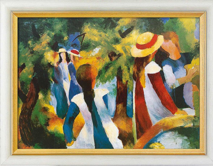 August Macke Bild "Madchen Unter Baumen" (1914), Gerahmt Expressionismus