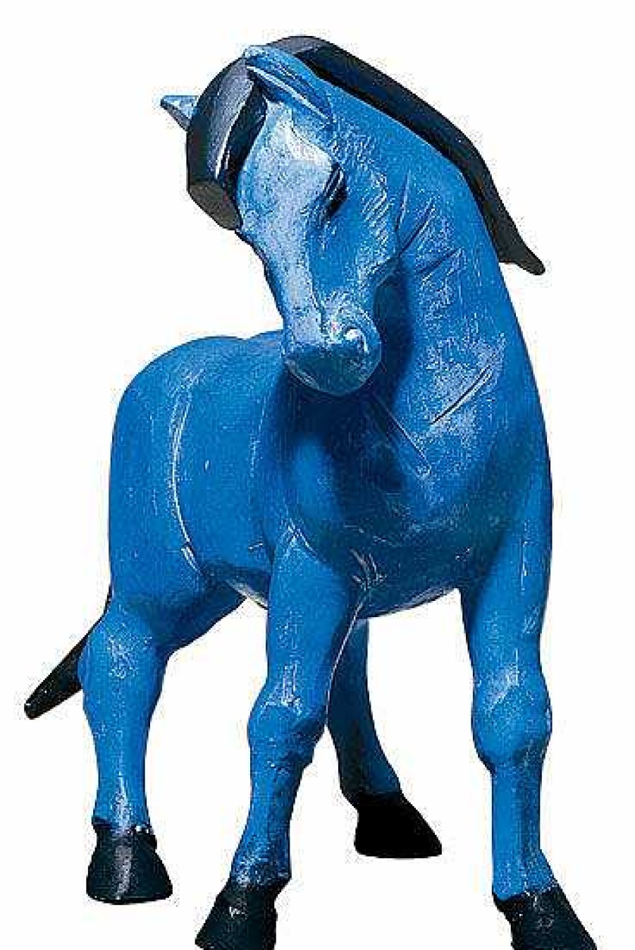 Franz Marc Skulptur "Das Blaue Pferd", Version In Kunstguss Handbemalt Tierskulpturen