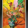 Max Pechstein Bild "Gladiolen" (1918), Version Schwarz-Silberfarben Gerahmt Blumen