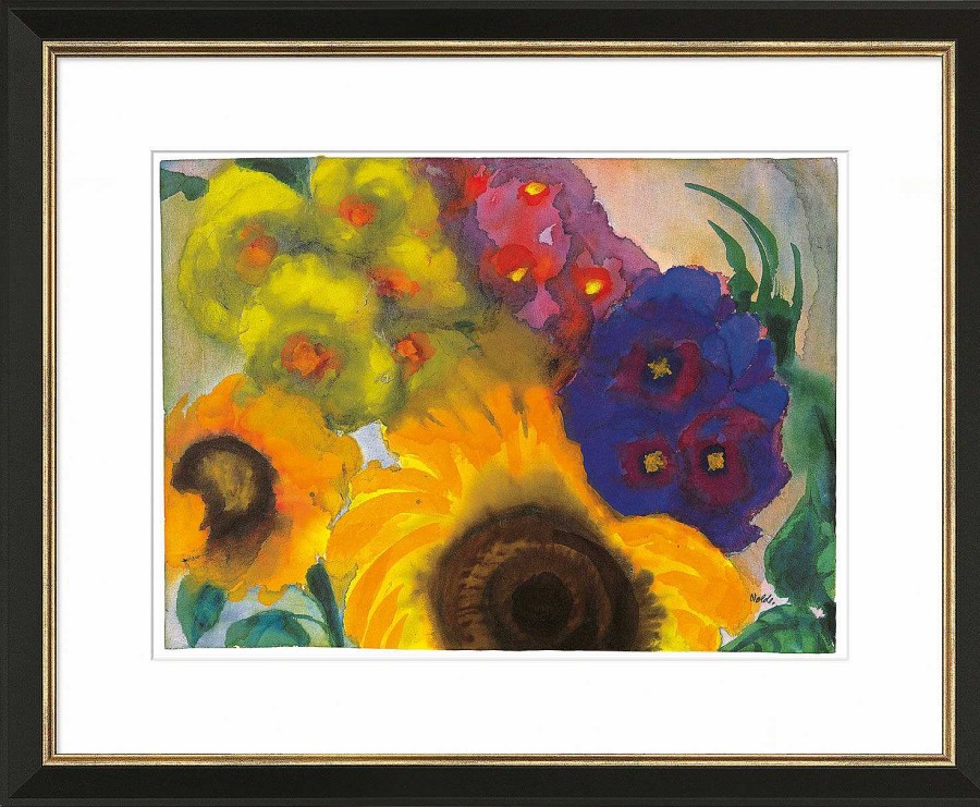 Emil Nolde Bild "Sommerblumen", Version Schwarz-Goldfarben Gerahmt Sonstige Techniken