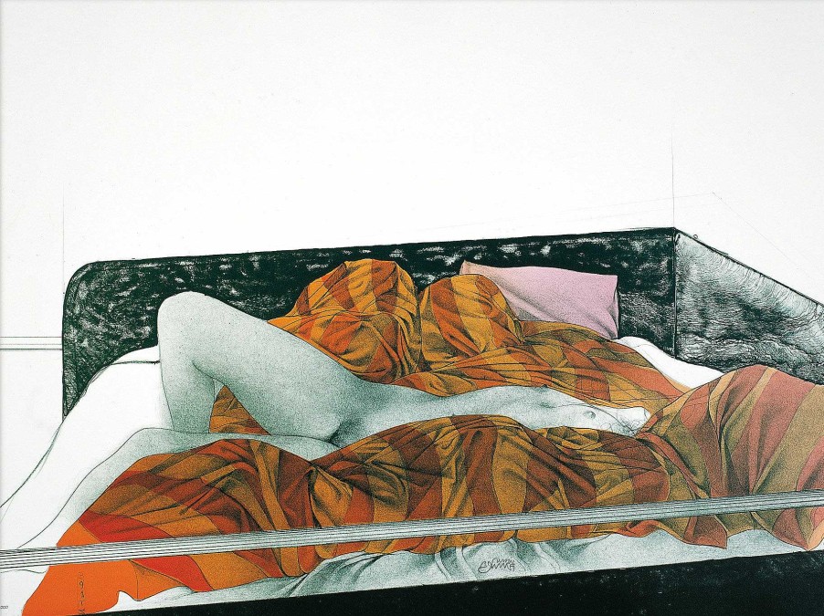 Bruno Bruni Bild "Il Letto Rigato" (1991), Ungerahmt Akt