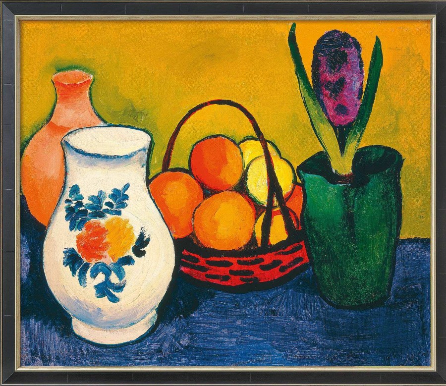 August Macke Bild "Weiser Krug Mit Blumen Und Fruchten" (1910), Gerahmt Expressionismus