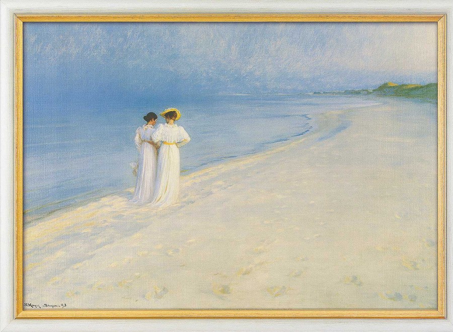 Peder Severin Kroyer Bild "Sommerabend Bei Skagen - Der Strandspaziergang" (1893), Gerahmt Giclee