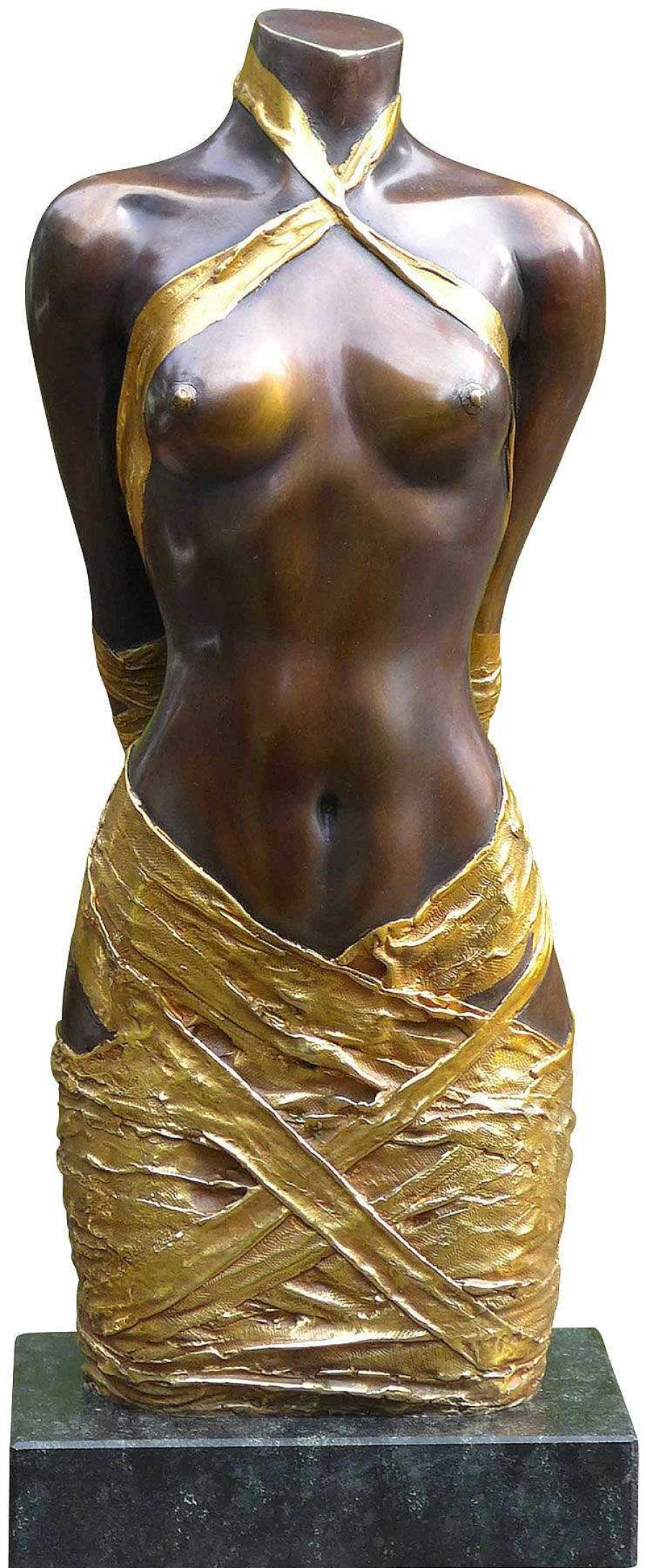 Willi Kissmer Skulptur "Draperie Ii", Version In Bronze Teilvergoldet Aktskulpturen