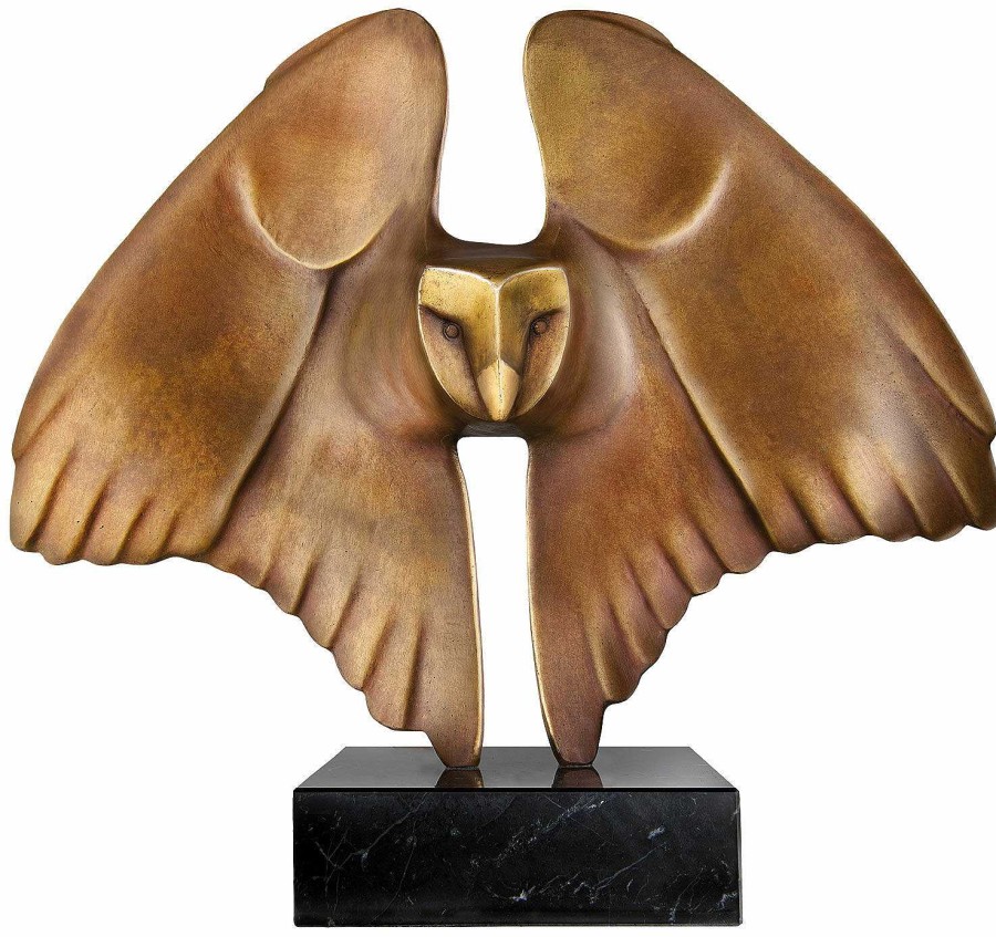 Evert den Hartog Skulptur "Fliegende Eule", Bronze 21. Jahrhundert