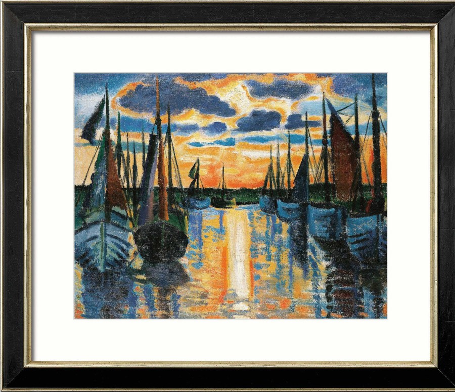 Max Pechstein Bild "Sonnenuntergang Leba Hafen" (1926), Gerahmt Expressionismus