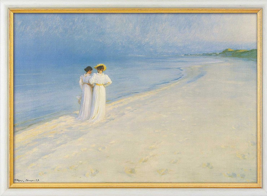 Peder Severin Kroyer Bild "Sommerabend Bei Skagen - Der Strandspaziergang" (1893), Gerahmt Genreszenen