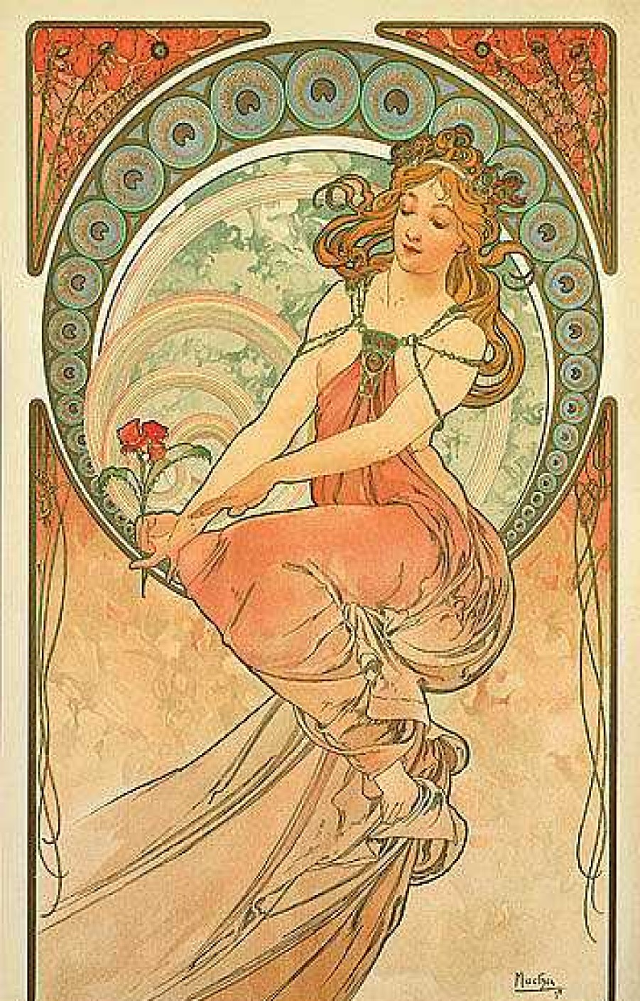 Alphonse Mucha Glasbild "Die Malerei" (1898) Jugendstil / Art Deco