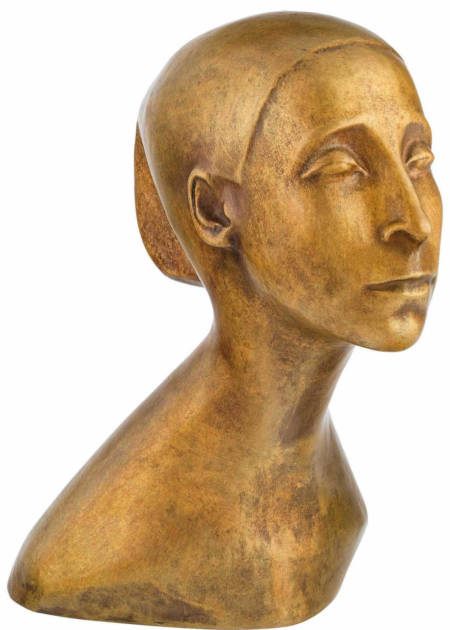 Bernhard Hoetger Buste "Bildnis Der Tanzerin Sent M'Ahesa" (1917), Reduktion In Bronze Busten