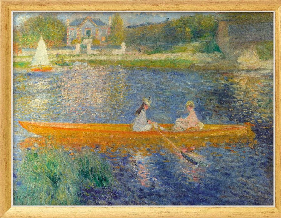 Auguste Renoir Bild "Das Ruderboot (La Yole)" (1875), Version Goldfarben-Weis Gerahmt Impressionismus