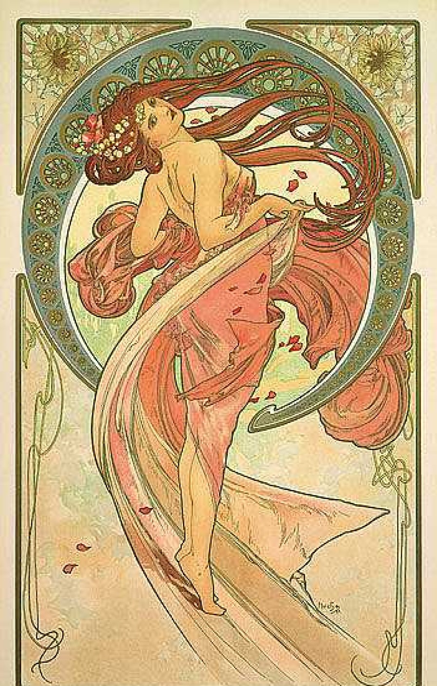 Alphonse Mucha Glasbild "Der Tanz" (1898) Jugendstil / Art Deco