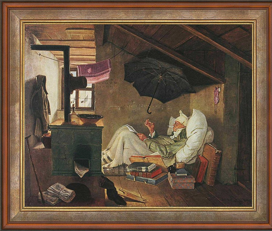 Carl Spitzweg Bild "Der Arme Poet" (1839), Gerahmt Giclee