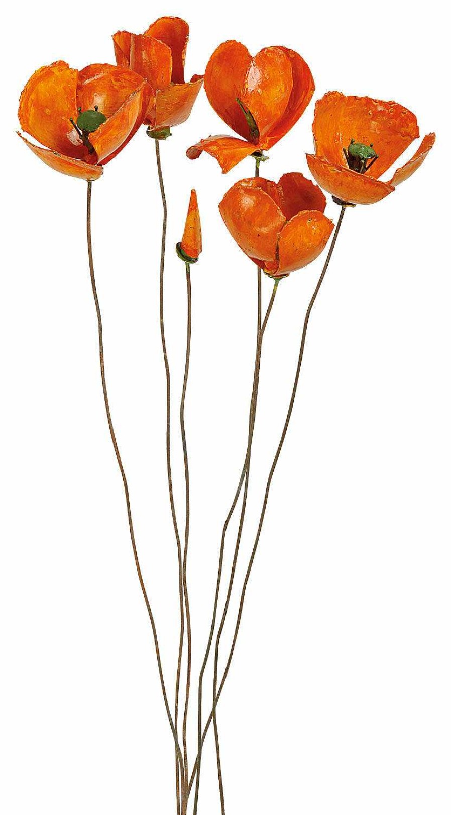 ars mundi Gartenstecker-Blumenset "Orangefarbener Mohn", 6-Teilig Sonstige Gartenaccessoires